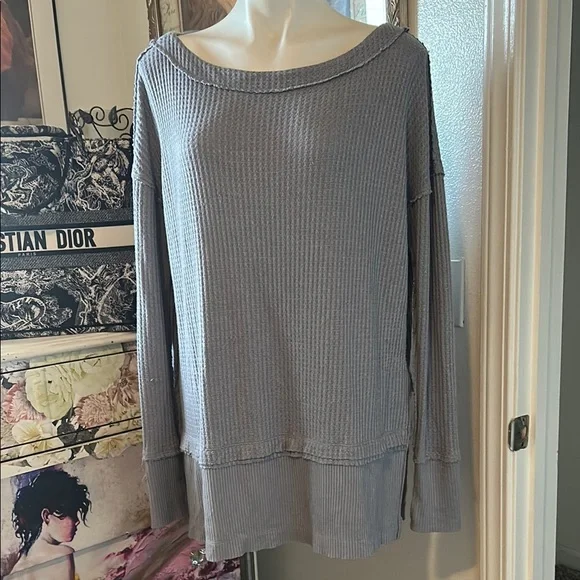 Free People blue grey long sleeve tunic oversized with Relaxed Fit - Picture 3 of 8